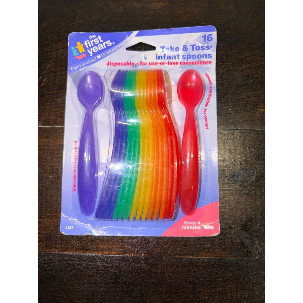 The First Years Take and Toss Infant Spoons 16 Rainbow Colors‎ Disposable